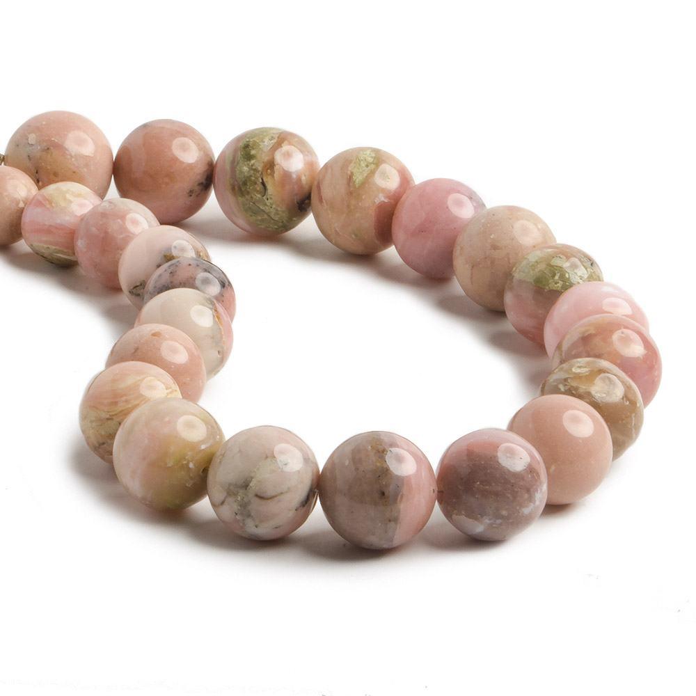 11-16.5mm Pink Peruvian Opal plain round beads 16 inch 33 pieces - The Bead Traders
