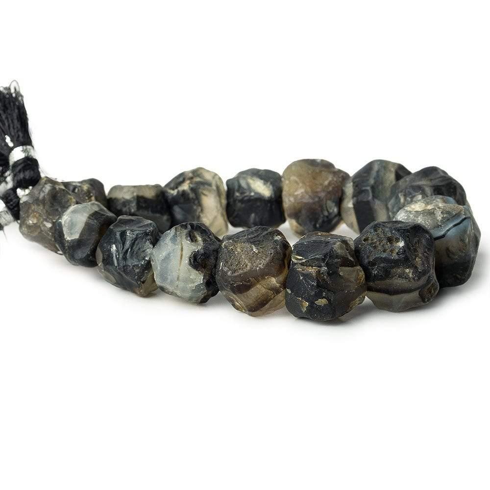 11-16mm Black Agate Tumbled Hammer Faceted Cube Nuggets Beads 8 inch 15 pcs - The Bead Traders