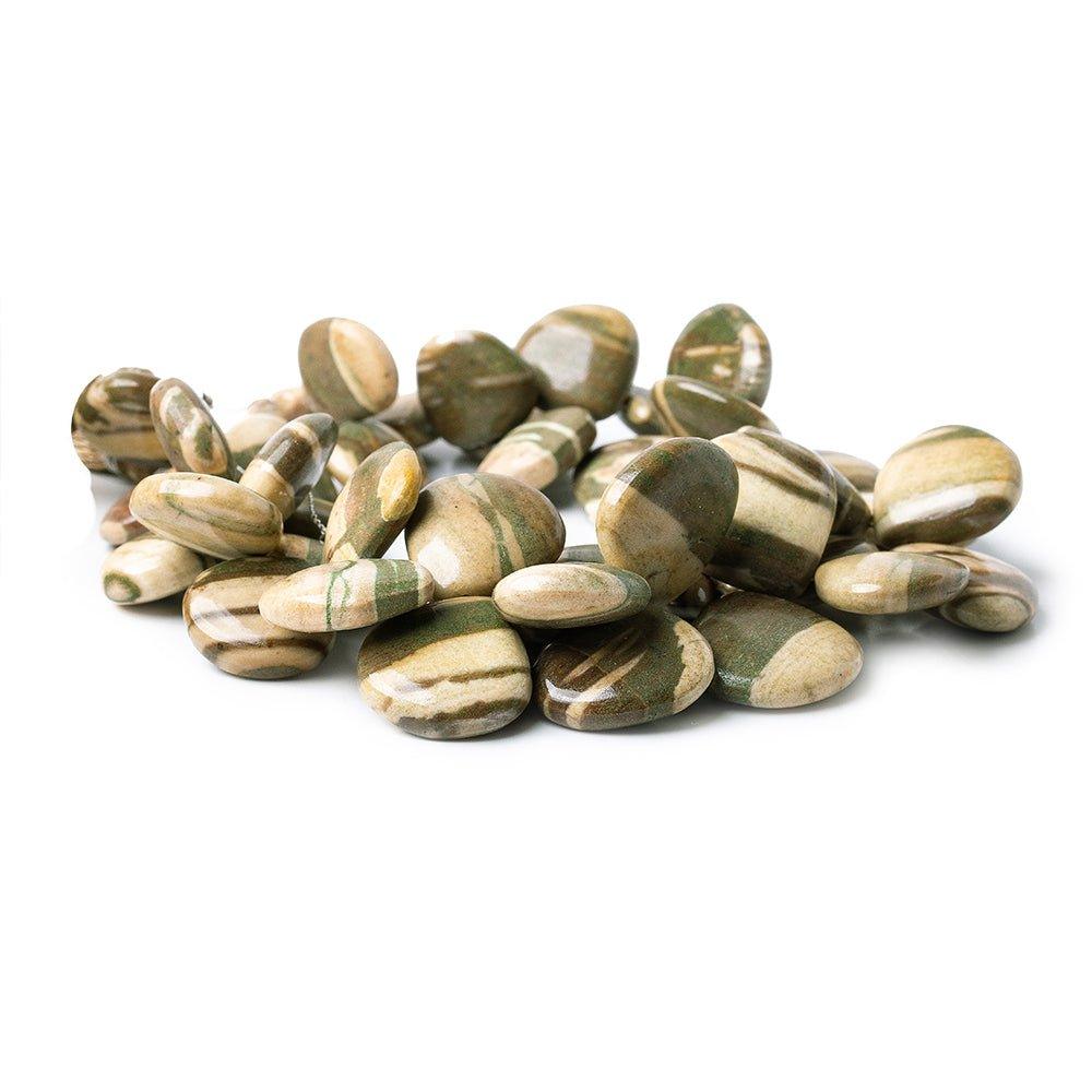 11 - 18mm Green Tan Zebra Jasper Plain Heart Beads 8 inch 40 pieces - The Bead Traders