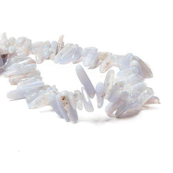 11-22mm Blue Lace Agate top drilled elongated plain nugget 15 inch 75 Beads - The Bead Traders