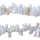 11-22mm Blue Lace Agate top drilled elongated plain nugget 15 inch 75 Beads - The Bead Traders