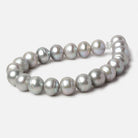 11.5-12mm Silver Ringed Baroque Large Hole pearls 8 inch 18 pieces - The Bead Traders