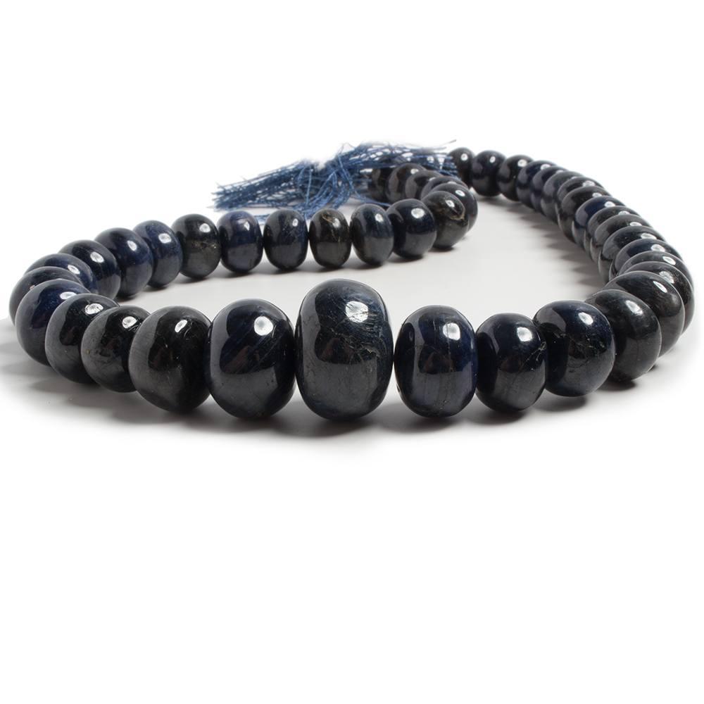 11.5-19.5mm Blue Sapphire plain rondelle beads 16 inch 45 pieces - The Bead Traders