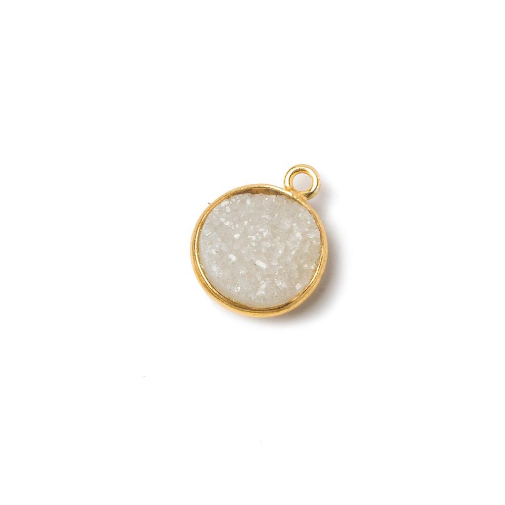 11.5mm Vermeil Bezel White Drusy Coin Pendant 1 piece - The Bead Traders