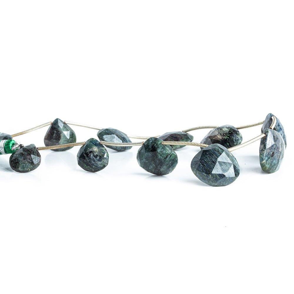 11.5x10.5mm-18x17mm Indicolite Tourmaline Faceted Heart Beads 9 inch 11 pieces - The Bead Traders