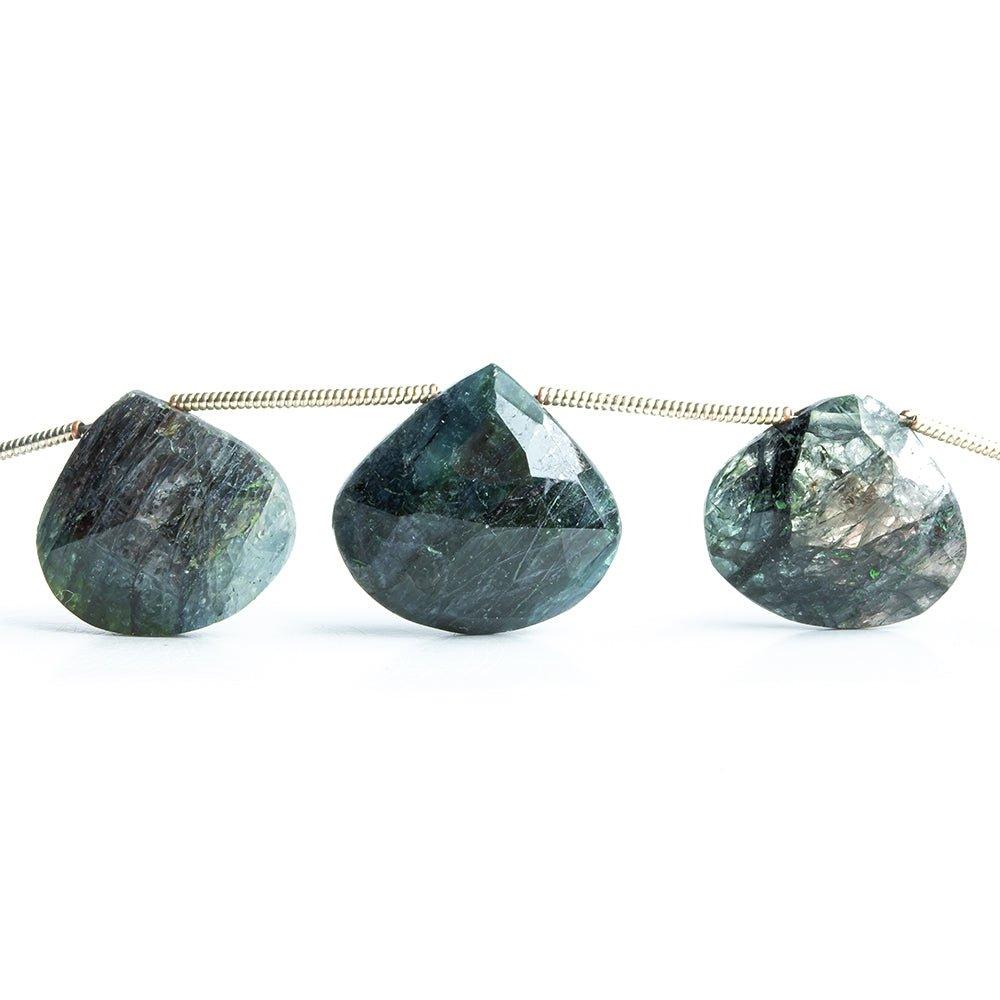 11.5x10.5mm-18x17mm Indicolite Tourmaline Faceted Heart Beads 9 inch 11 pieces - The Bead Traders