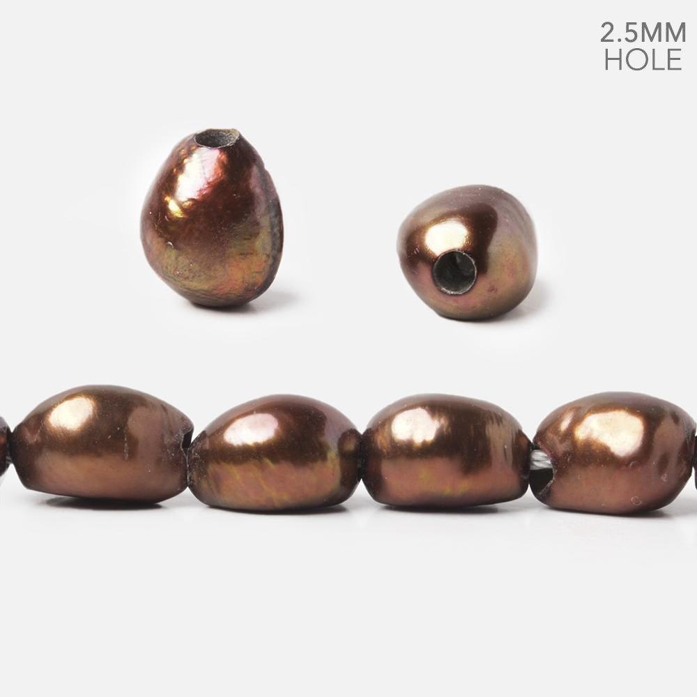 11mm-12mm Cinnamon Brown Baroque Large Hole Pearls 15 inch 34 beads - The Bead Traders