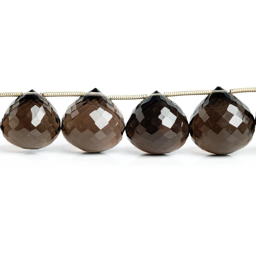 11mm-13mm Smoky Quartz Faceted Candy Kiss Beads 8 inch 15 pieces - The Bead Traders