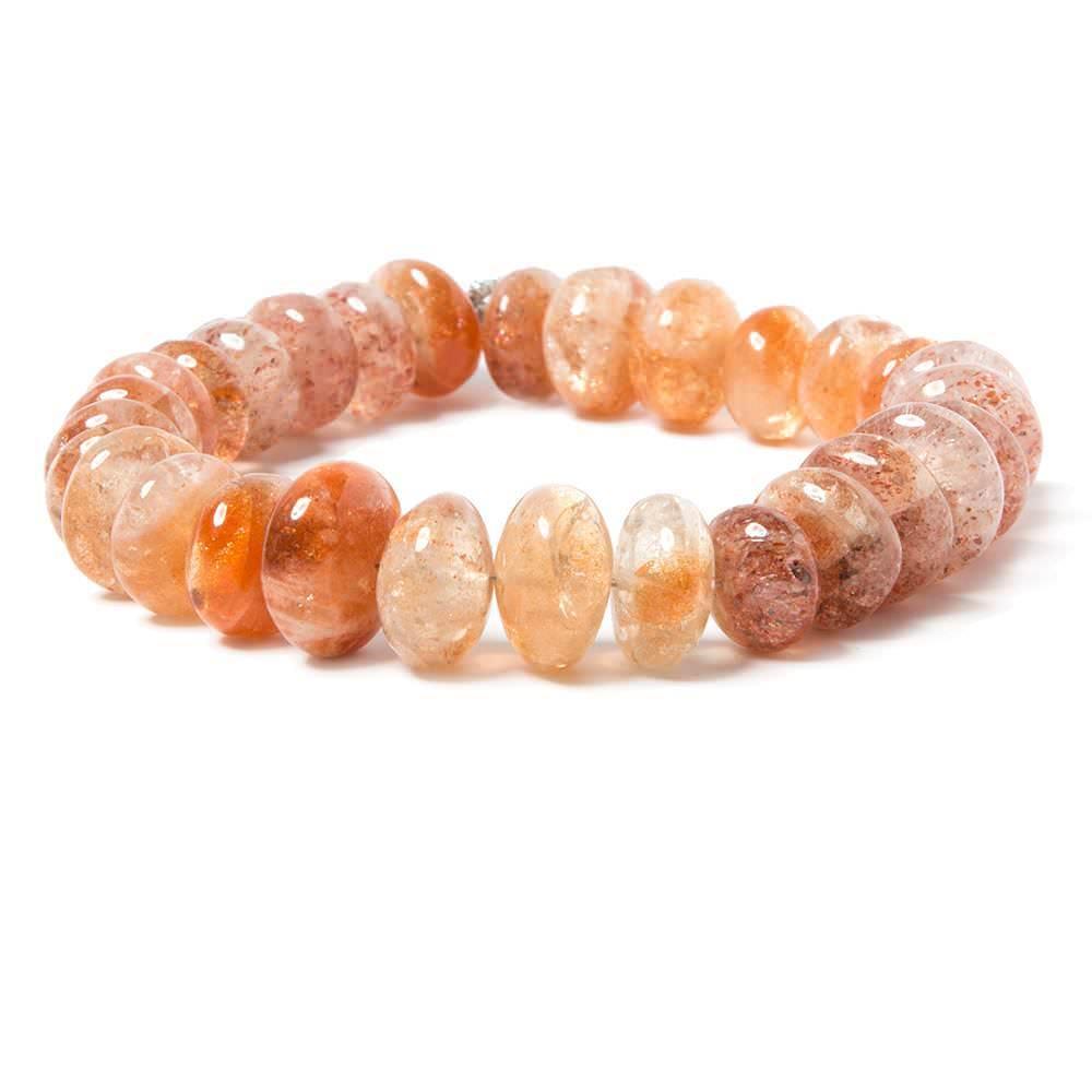11mm-14.5mm Sunstone Plain Rondelle Beads 8 inch 29 pieces - The Bead Traders