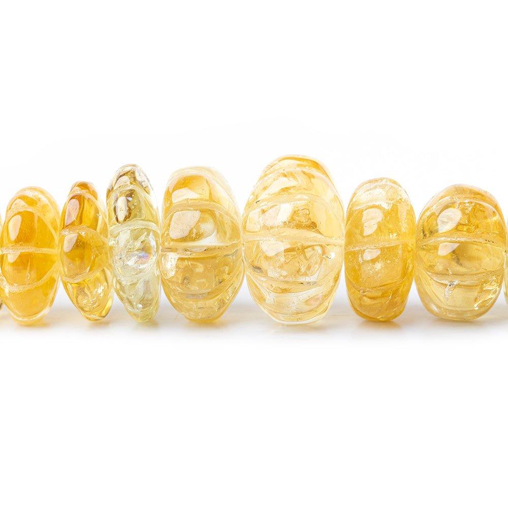 11mm-18.5mm Citrine Carved Faceted Rondelle Beads 8.5 inch 29 pieces - The Bead Traders