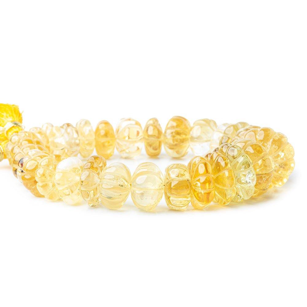 11mm-18.5mm Citrine Carved Faceted Rondelle Beads 8.5 inch 29 pieces - The Bead Traders
