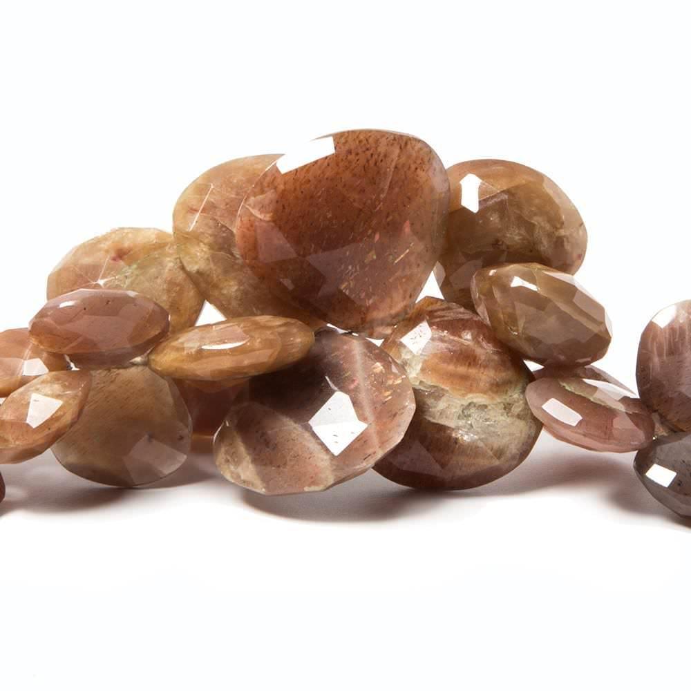 11mm-21mm Sunstone Faceted Hearts Beads 5 inch 27 pieces - The Bead Traders