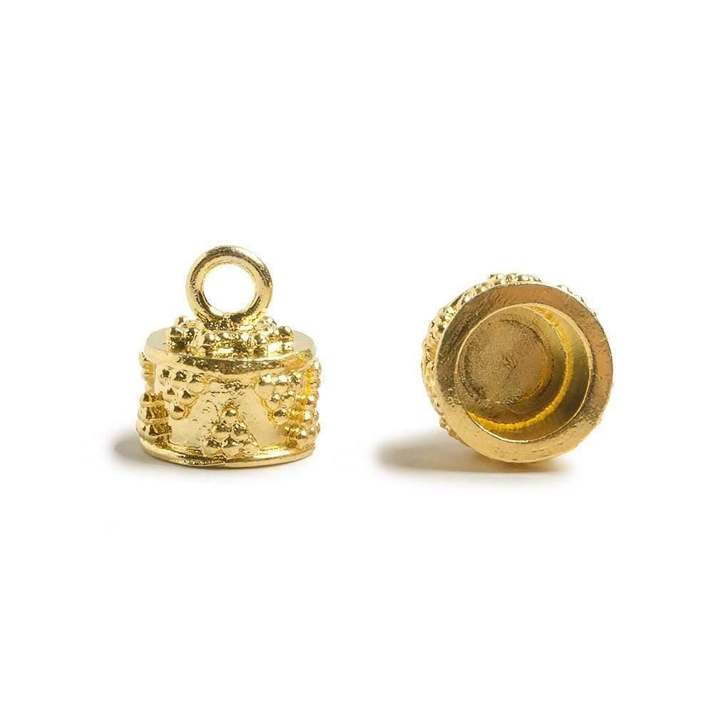 11mm 22kt Gold plated Barrel Bead Cap Miligrain Triangle Design Set of 2 - The Bead Traders