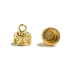 11mm 22kt Gold plated Barrel Bead Cap Miligrain Triangle Design Set of 2 - The Bead Traders