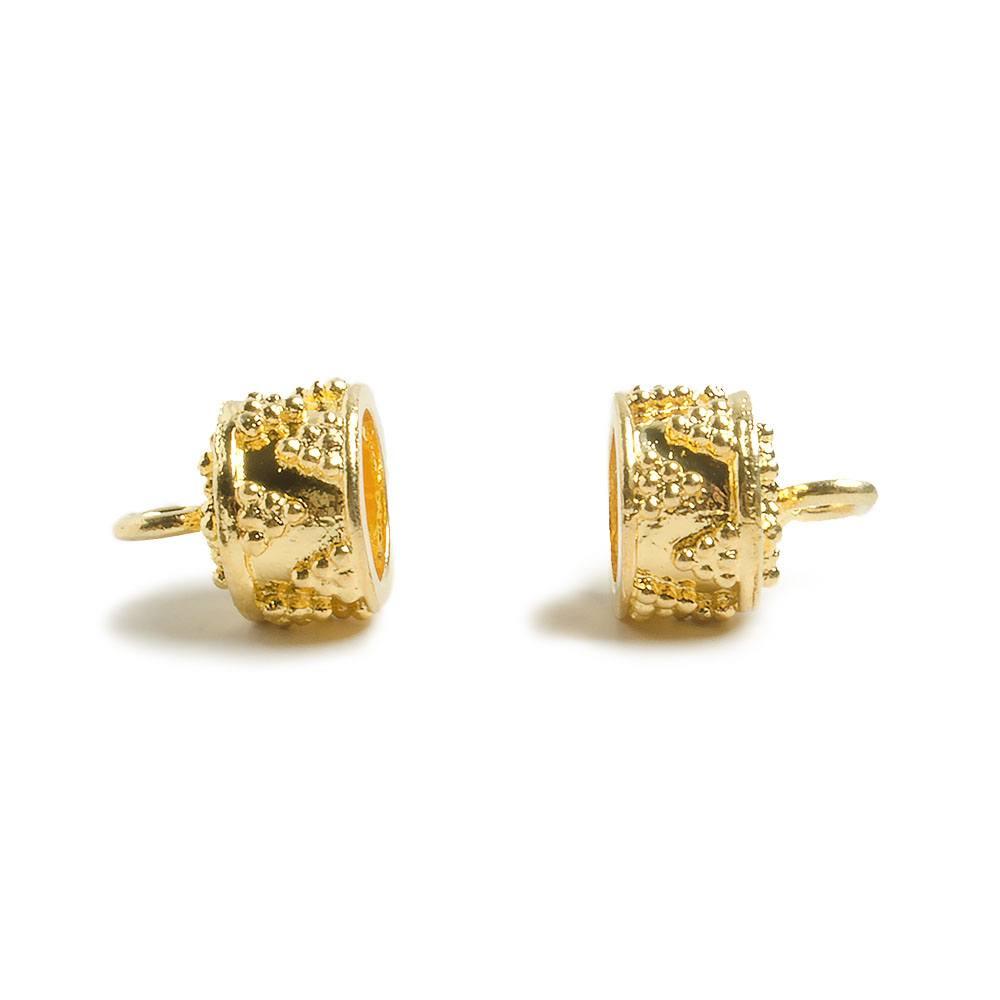 11mm 22kt Gold plated Barrel Bead Cap Miligrain Triangle Design Set of 2 - The Bead Traders