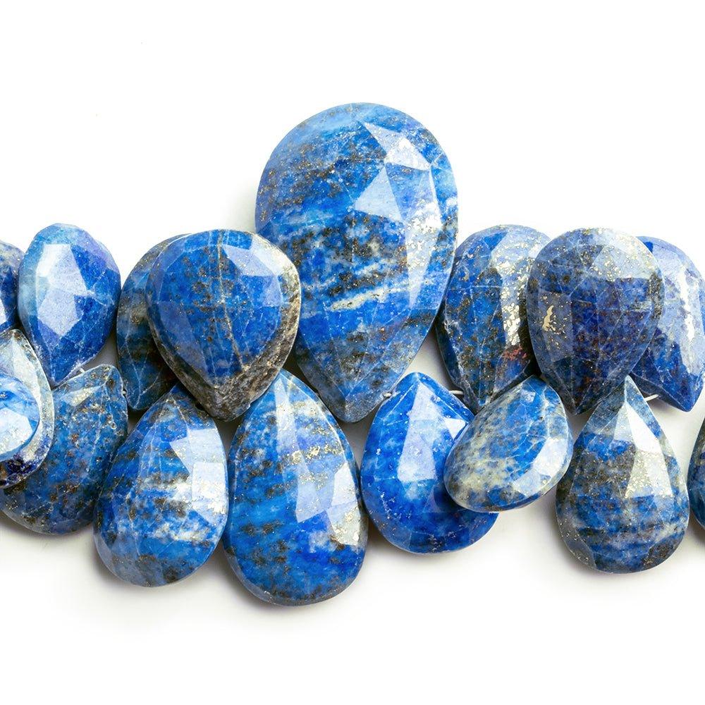 11mm-36mm Lapis Lazuli Faceted Pear Beads 9 inch 43 pieces - The Bead Traders