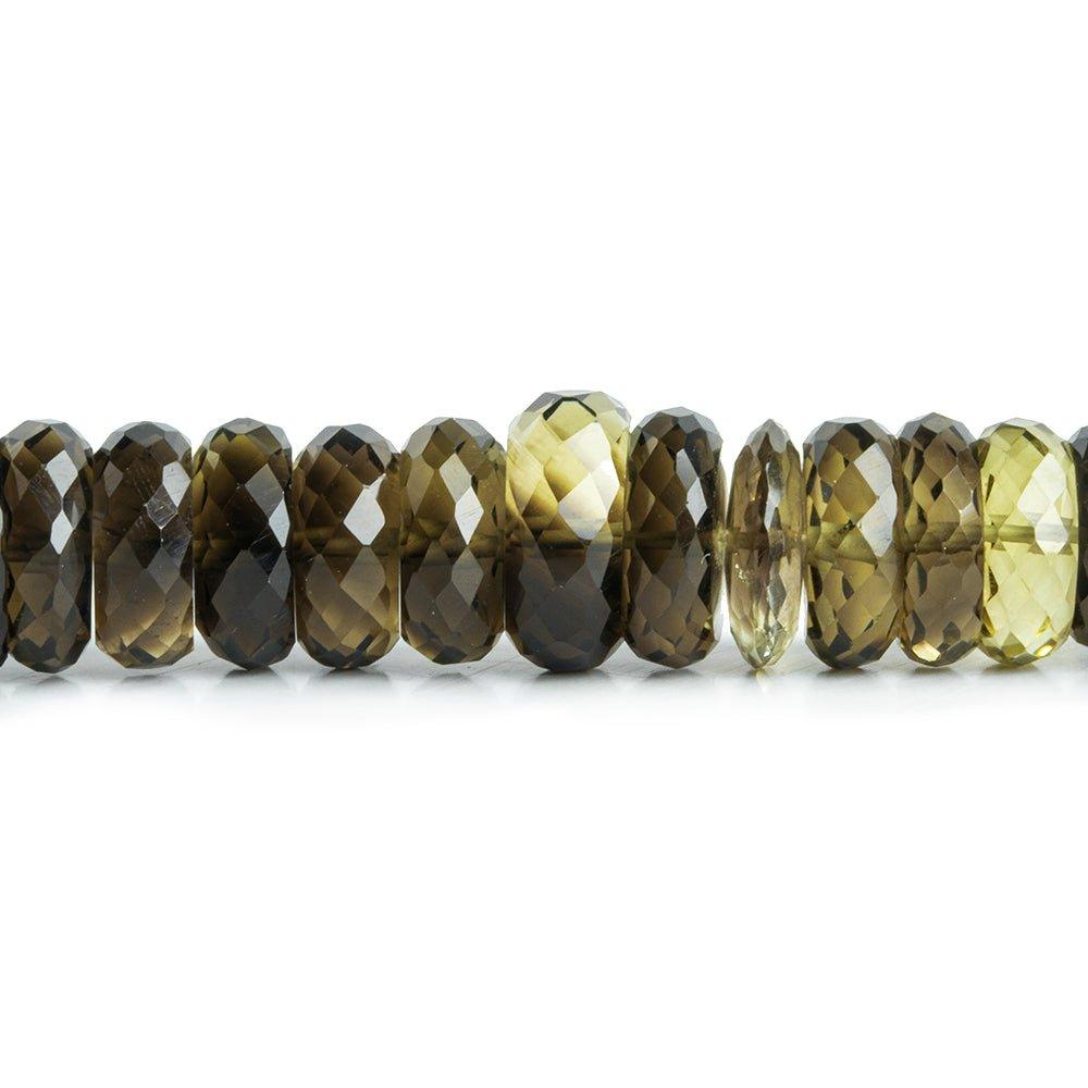 11mm Bi-Color Quartz Faceted Rondelle Beads 8 inch 52 pieces - The Bead Traders