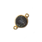 11mm Black Coin Drusy Vermeil Bezel 2 ring Connector B grade - The Bead Traders