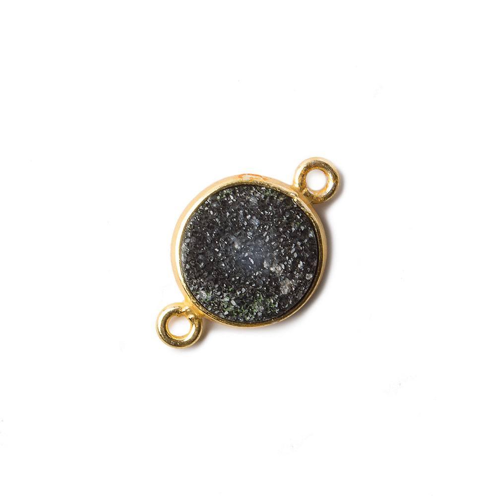 11mm Black Coin Drusy Vermeil Bezel 2 ring Connector B grade - The Bead Traders
