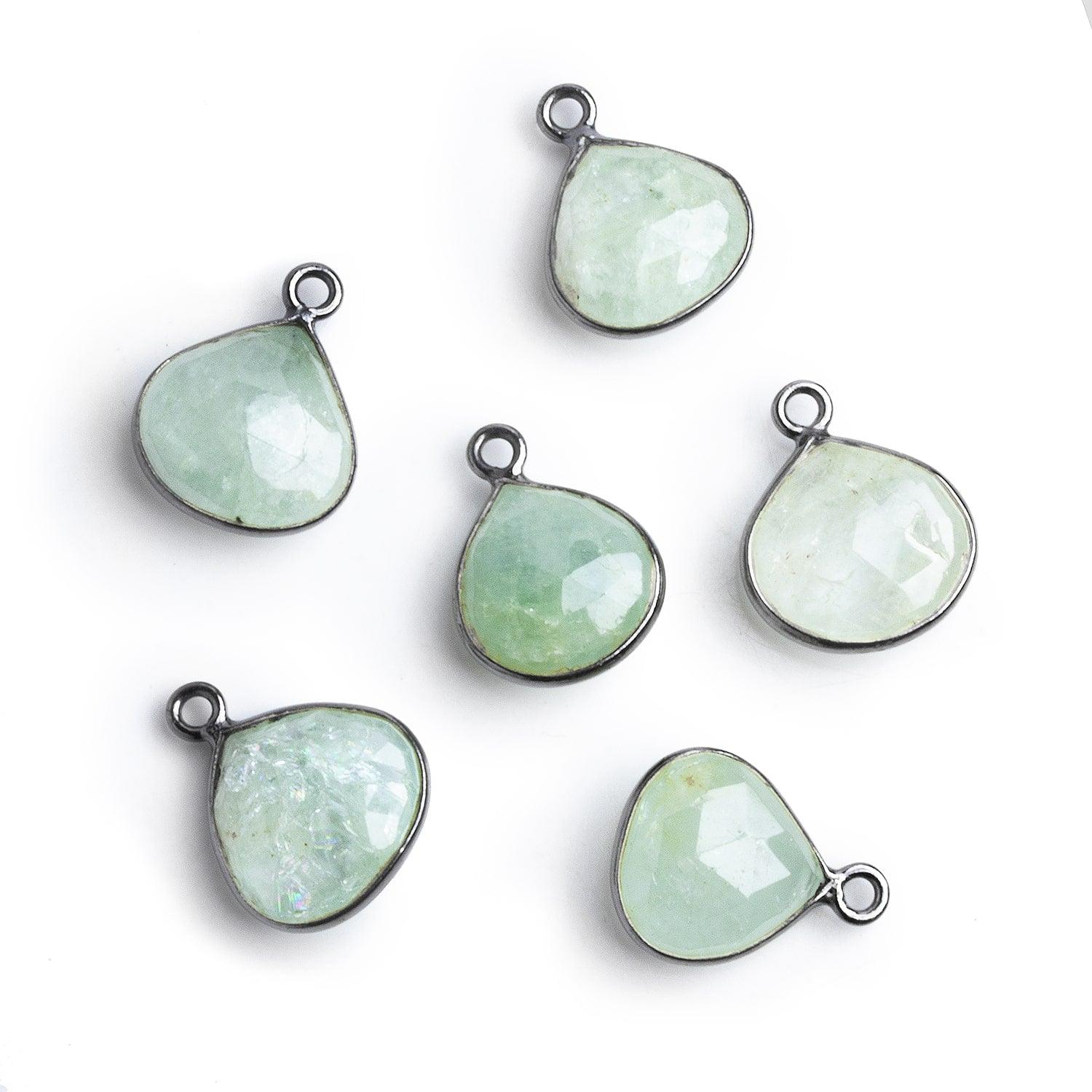 11mm Black Gold Bezeled Aquamarine Heart Pendant 1 Piece - The Bead Traders