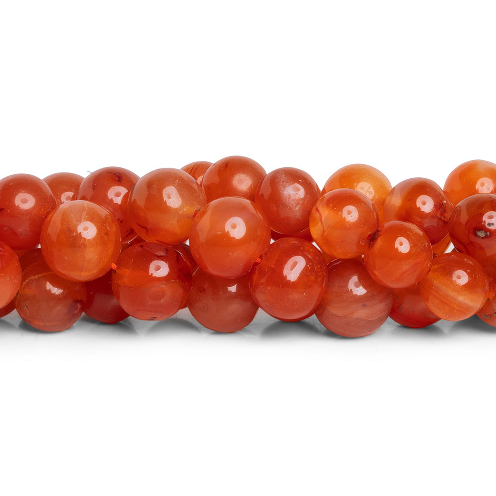 11mm Carnelian Handcut Plain Rounds 14 inch 35 beads - The Bead Traders