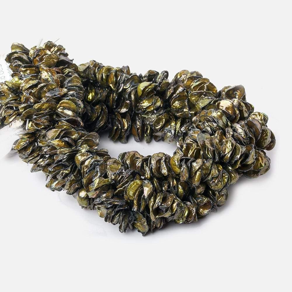 11mm Copperish Brown-Green Freshwater Pearl Center Drill Keshi 15 inch 100 pcs - The Bead Traders