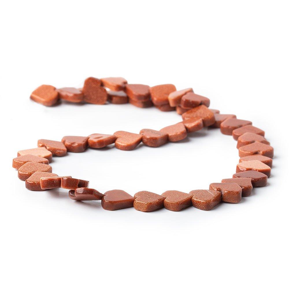 11mm Goldstone Plain Heart Beads, 14 inch - The Bead Traders