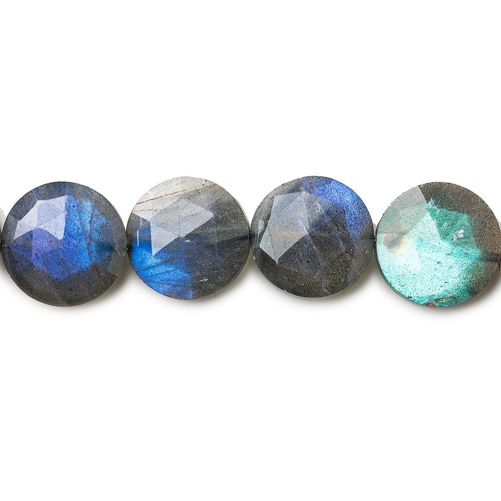 11mm Labradorite faceted coins 8 inches 19 beads - The Bead Traders