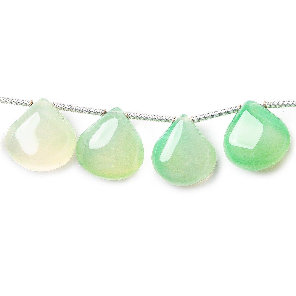 11mm Lime Green Chalcecony Plain Heart Beads 8 inch 16 beads - The Bead Traders