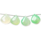 11mm Lime Green Chalcecony Plain Heart Beads 8 inch 16 beads - The Bead Traders