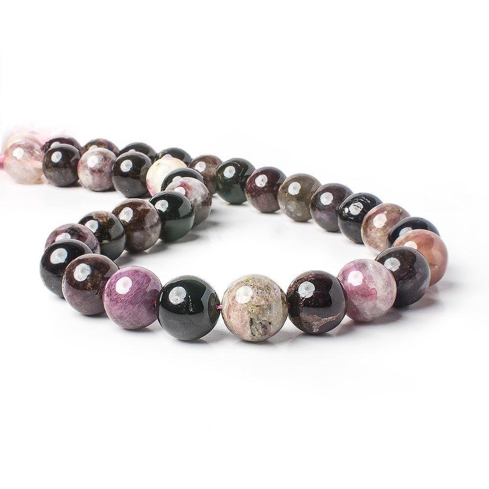 11mm Multi Color Tourmaline plain round beads 15.5 inch 35 pieces - The Bead Traders