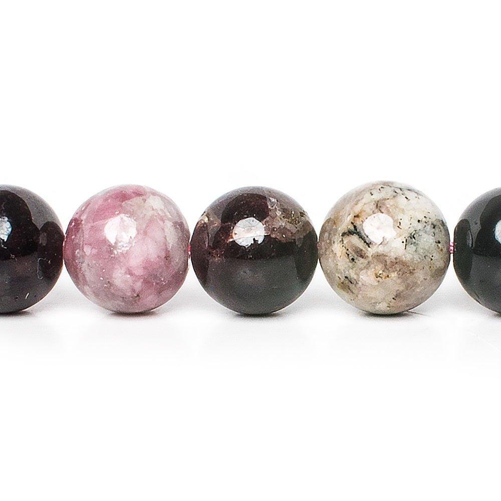 11mm Multi Color Tourmaline plain round beads 15.5 inch 35 pieces - The Bead Traders
