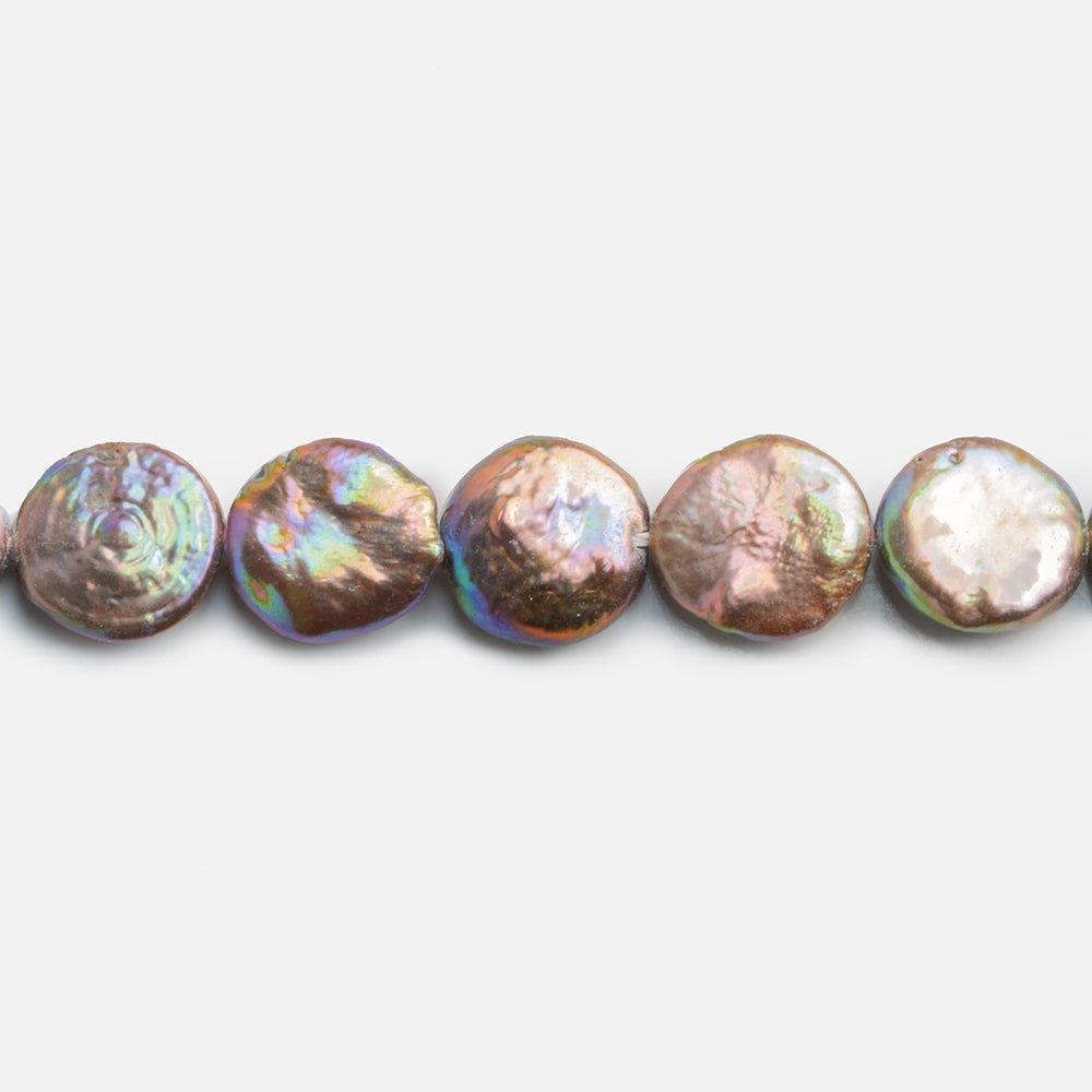 11mm Peacock Freshwater Coin Pearls 15 inch 30 pieces - The Bead Traders
