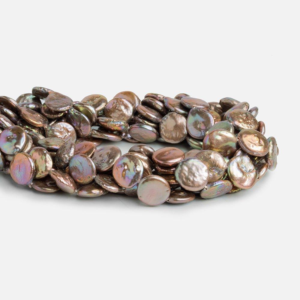 11mm Peacock Freshwater Coin Pearls 15 inch 30 pieces - The Bead Traders