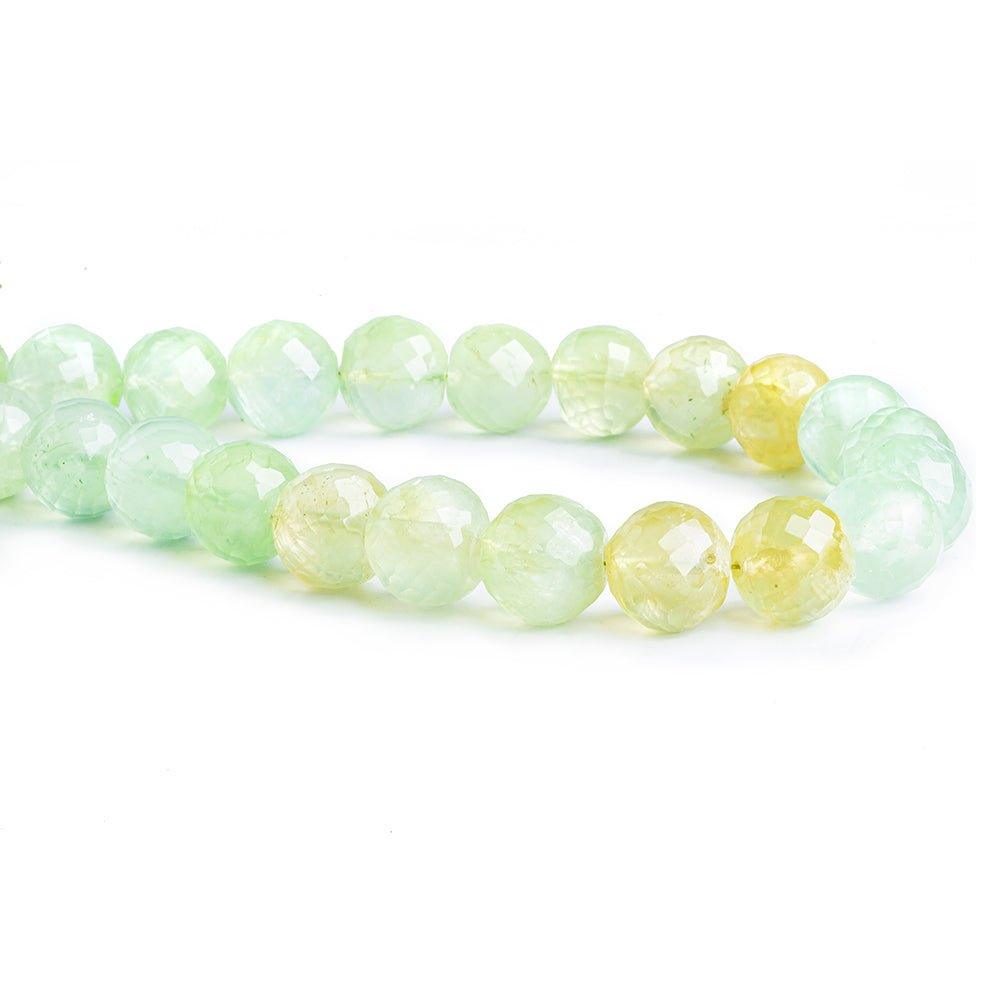 11mm Prehnite Faceted Round Beads 9 inch 23 pieces - The Bead Traders