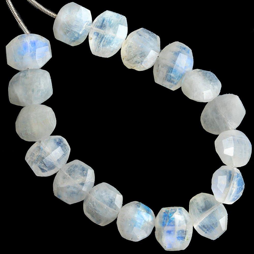11mm Rainbow Moonstone Faceted Cushion Beads 6 inch 21 pieces - The Bead Traders