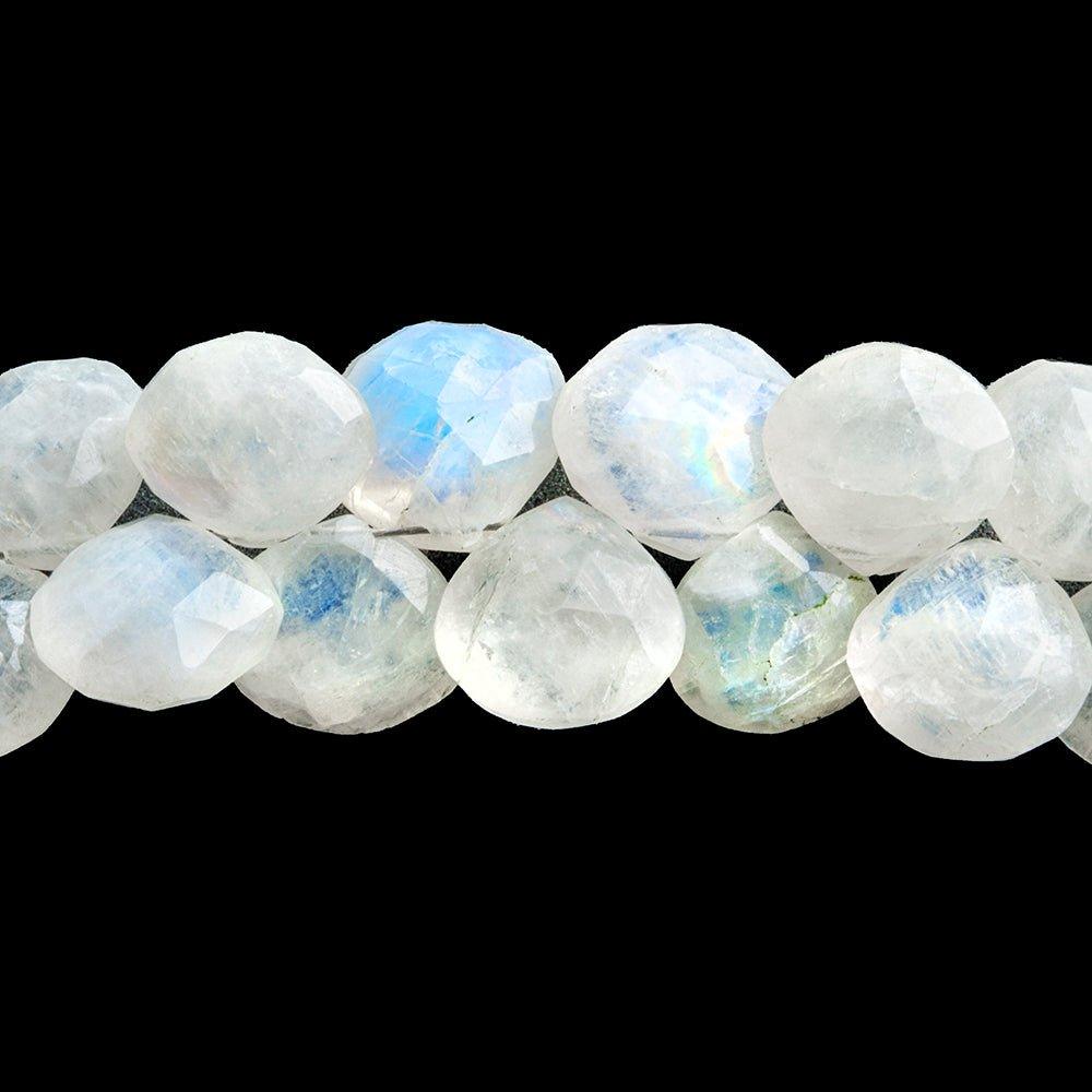 11mm Rainbow Moonstone Faceted Heart Beads 9.5 inch 50 pieces - The Bead Traders