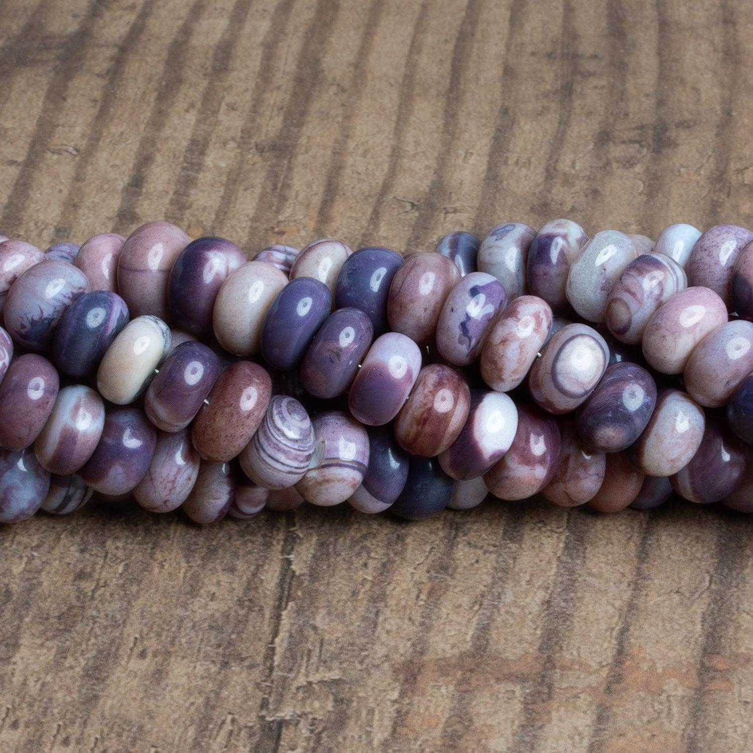 11mm Reddish Purple Opal Plain Rondelles 16 inch 65 beads - The Bead Traders