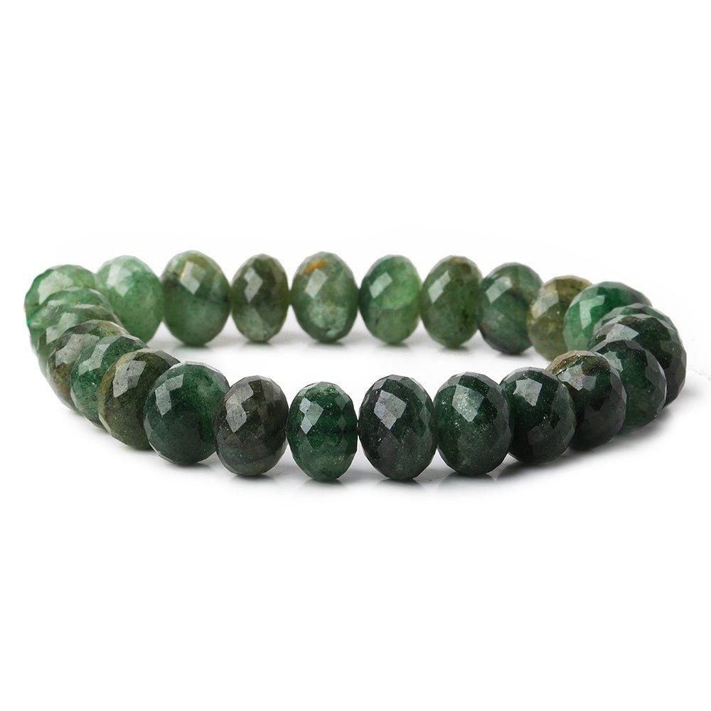 11mm Shaded Green Aventurine Faceted Rondelle Beads 7 inch 24 beads - The Bead Traders