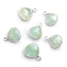 11mm Silver Bezeled Aquamarine Heart Pendant 1 Piece - The Bead Traders