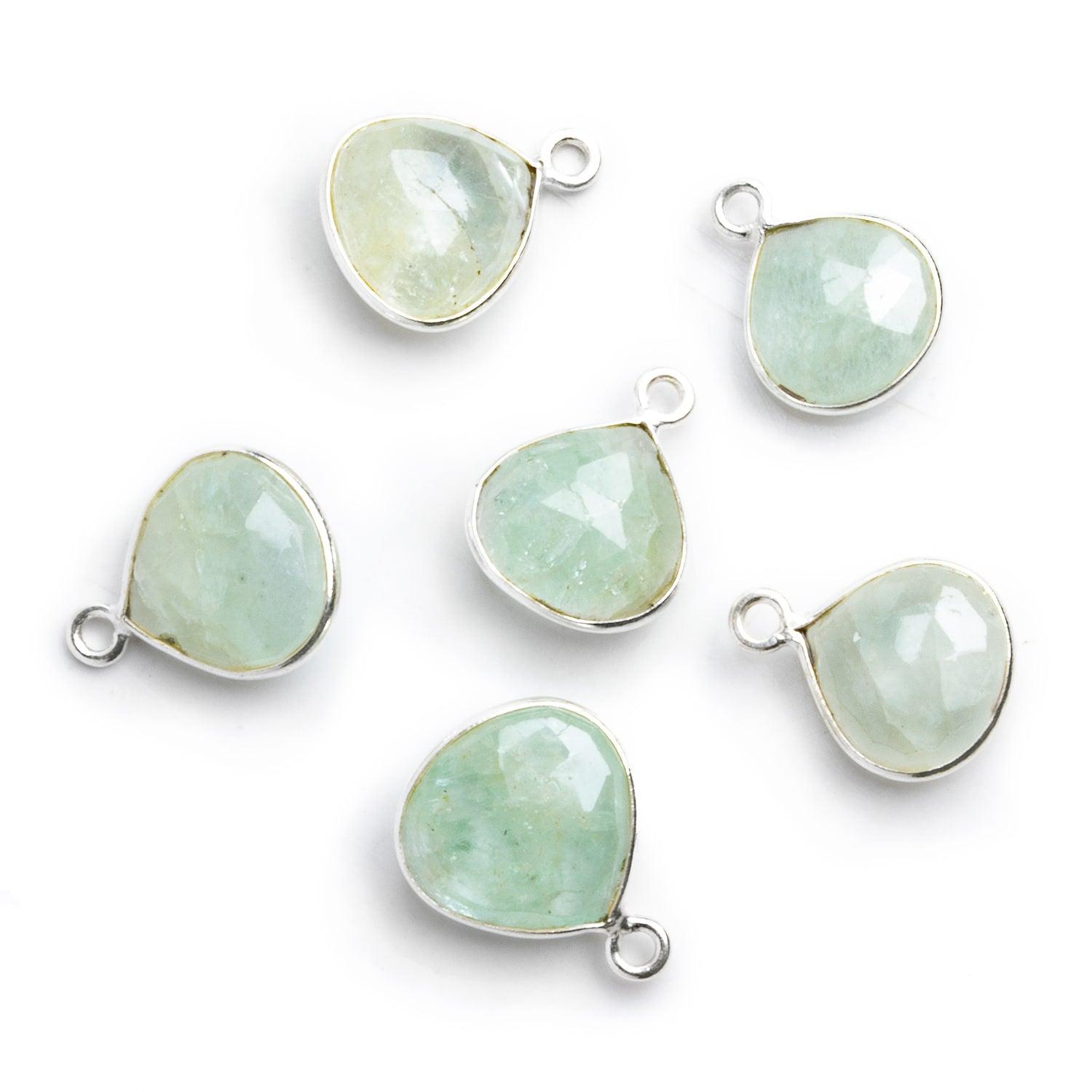 11mm Silver Bezeled Aquamarine Heart Pendant 1 Piece - The Bead Traders