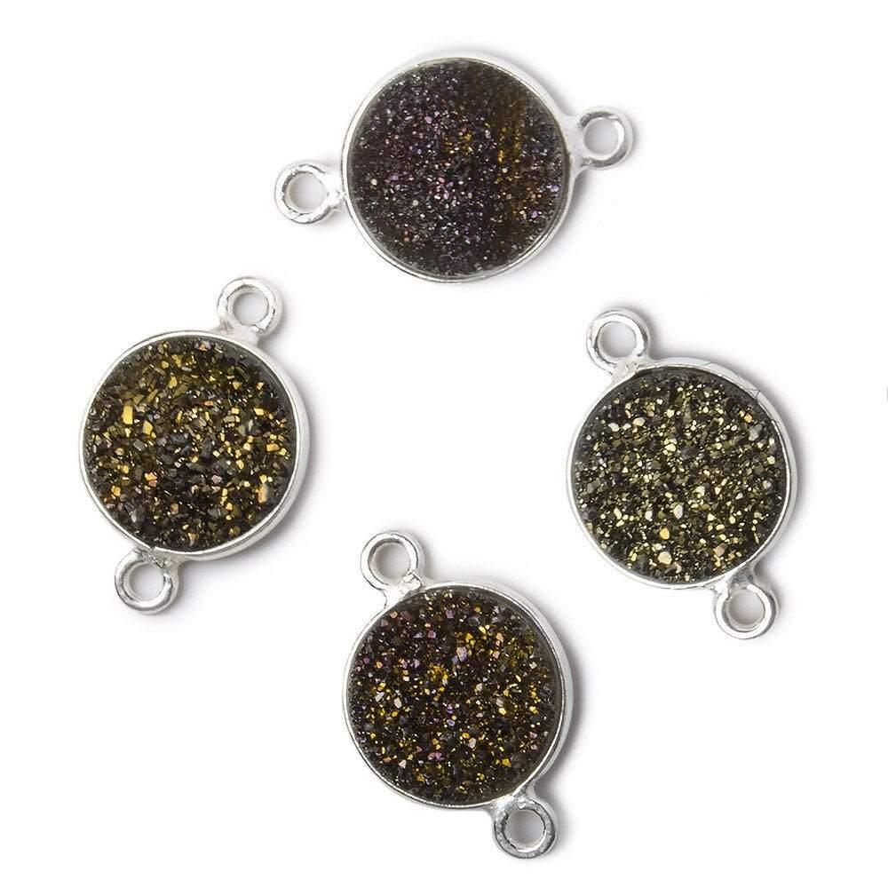 11mm Silver Bezeled Bronze Drusy Coin Connector 1 piece - The Bead Traders