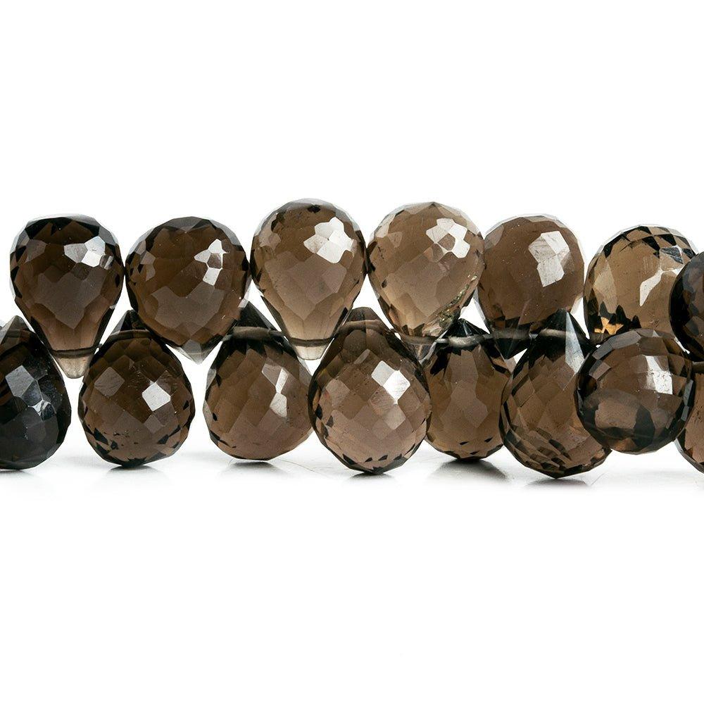 11mm Smoky Quartz Faceted Teardrop Beads 8 inch 57 pieces - The Bead Traders
