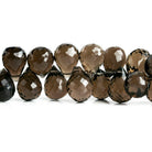 11mm Smoky Quartz Faceted Teardrop Beads 8 inch 57 pieces - The Bead Traders
