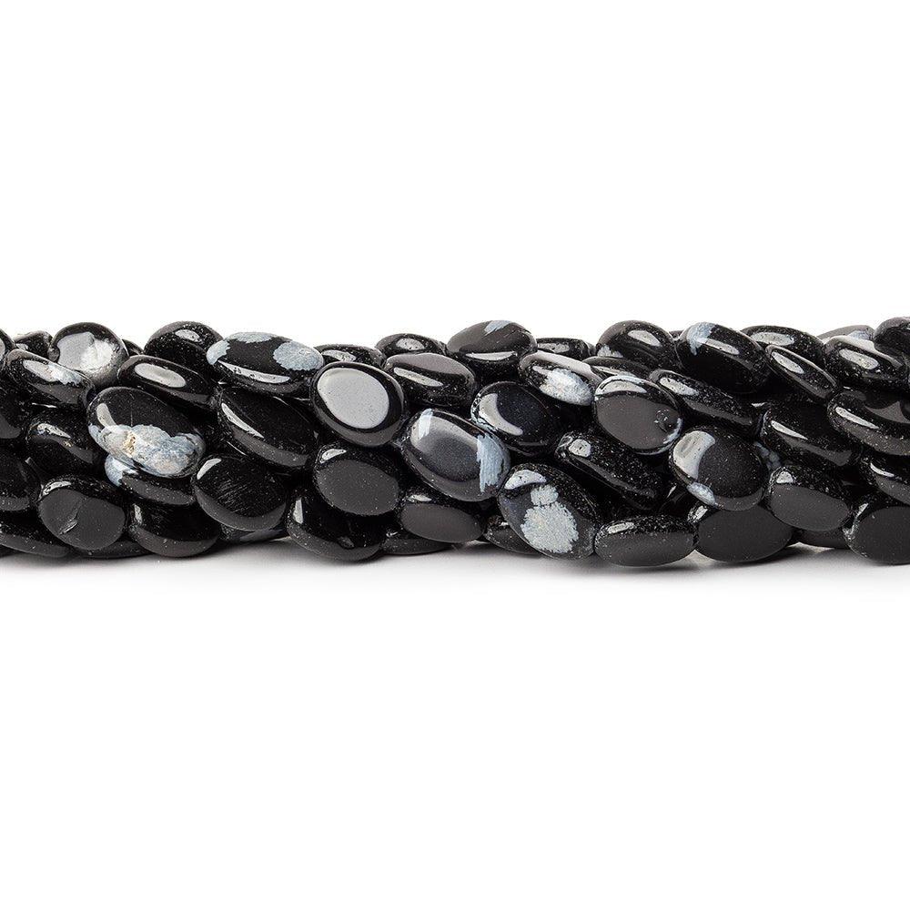 11mm Snowflake Obsidian Plain Oval Beads, 14 inch - The Bead Traders