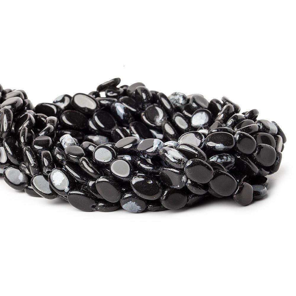 11mm Snowflake Obsidian Plain Oval Beads, 14 inch - The Bead Traders