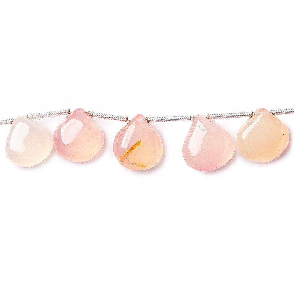 11mm Soft Pink Chalcedony Plain Heart Beads 8 inch 16 beads - The Bead Traders