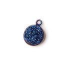11mm Titanium Blue plated Bezeled Coin Drusy Pendant 1 piece - The Bead Traders