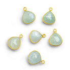 11mm Vermeil Bezeled Aquamarine Heart Pendant 1 Piece - The Bead Traders