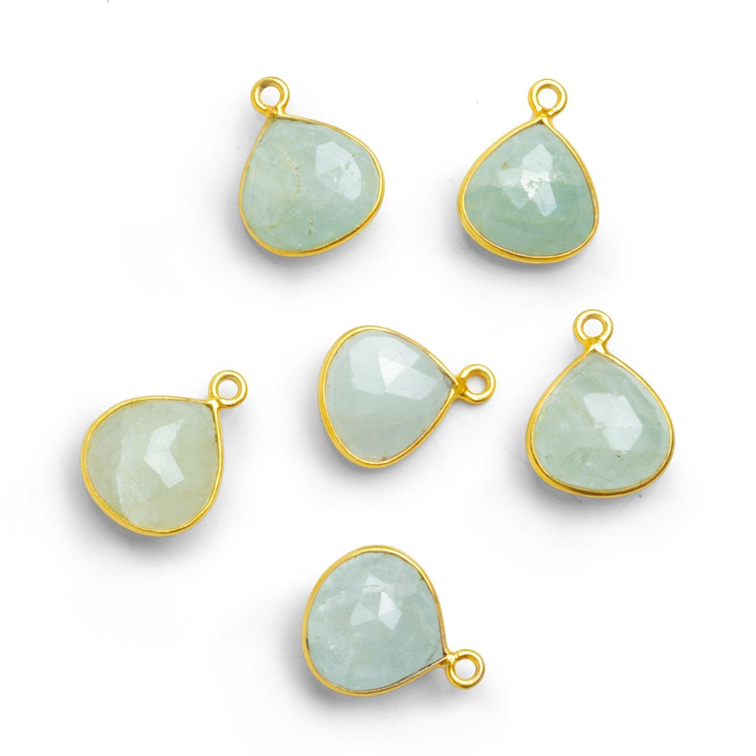 11mm Vermeil Bezeled Aquamarine Heart Pendant 1 Piece - The Bead Traders